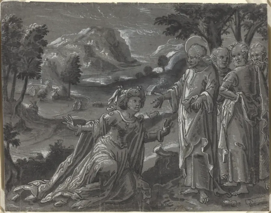 Christ and the Adulteress, German 16th Century, c. 1600, oil on panel